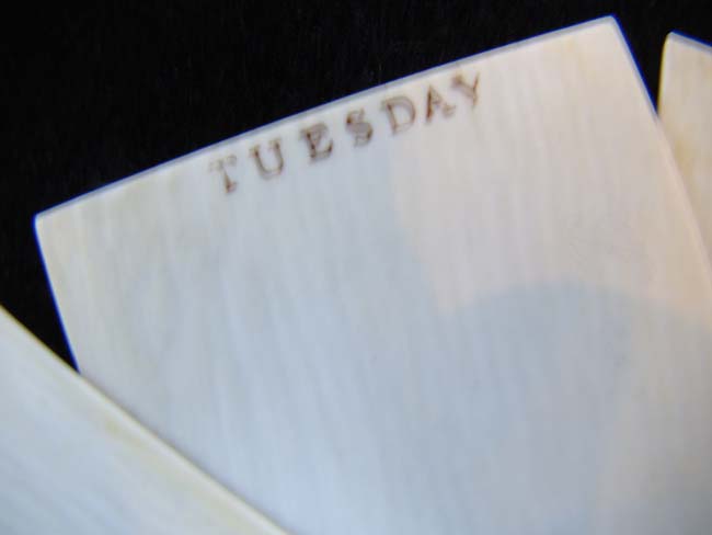 A Civil War era folding ivory pocket daily planner circa 1860. — image 2